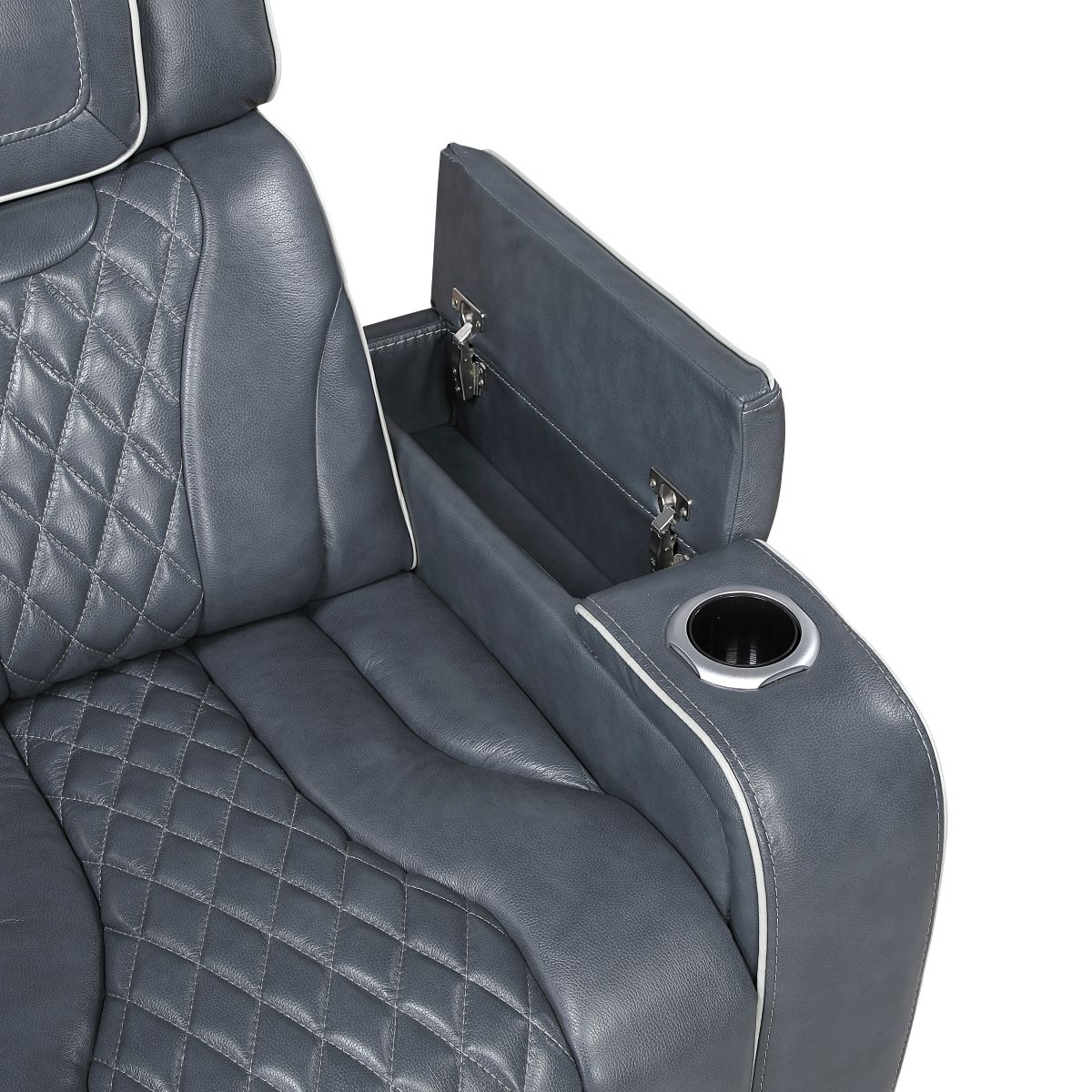 Apex - Power Double Reclining Loveseat With Center Console, Power Headrests, Storage Arms With Cup Holders, Wireless Charger, Air Massage And Heat, LED Lighting And Charging Ports