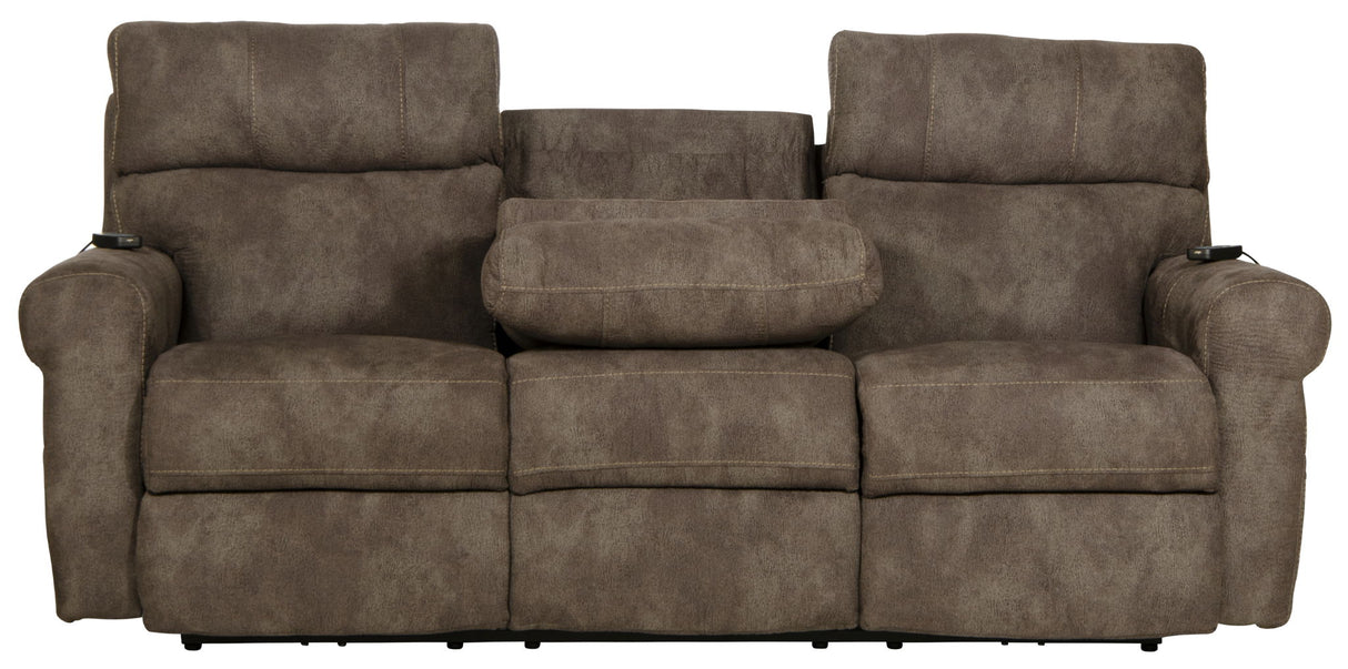 Tranquility - Power Headrest Power Lay Flat Reclining Sofa With DDT / CR3 Heat / Massage / Lumbar - Pewter