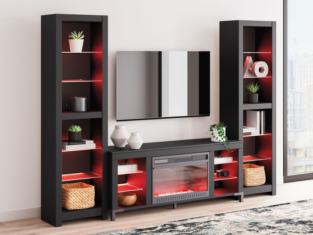 Cayberry - 3-Piece Entertainment Center With Electric Fireplace - Black