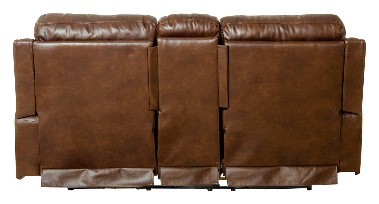 Ceretti - Power Reclining Console Loveseat - Brown Top Grain Italian Leather Match