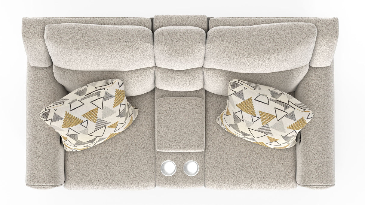 Micah - Power Headrest Power Deep Seat Reclining Console Loveseat - Oatmeal