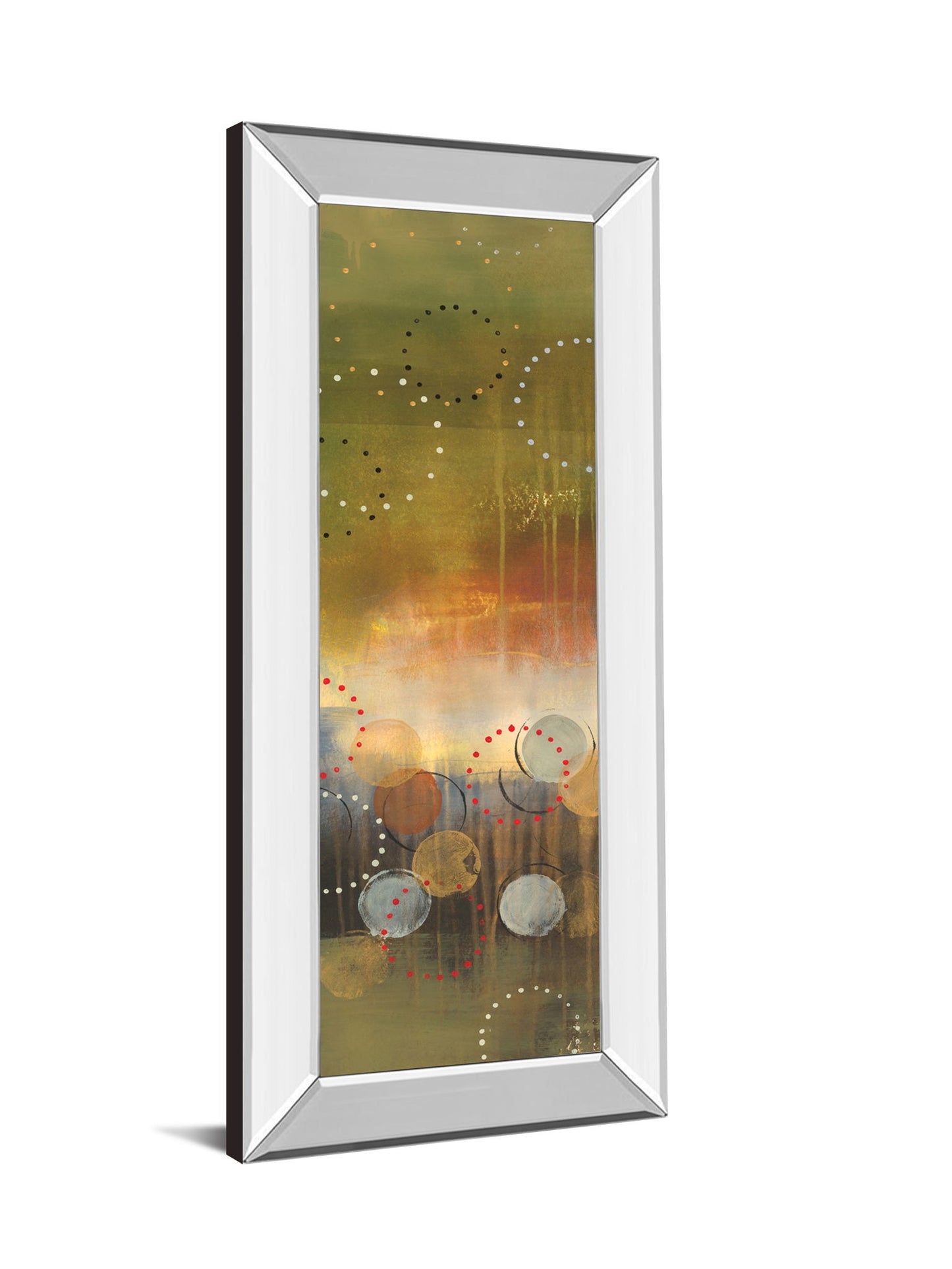 Circles In Panel I By Jeni Lee - Mirror Framed Print Wall Art - Light Brown