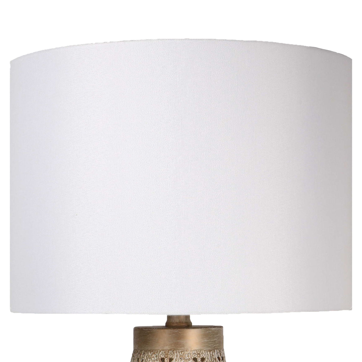 "Celestial Carve" Laser Cut Metal Table Lamp With Night Light (Set of 2) - Distressed White / Distressed Tan