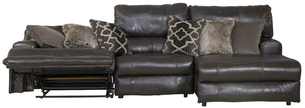Como - 3 Piece Italian Leather Match Reclining Sectional