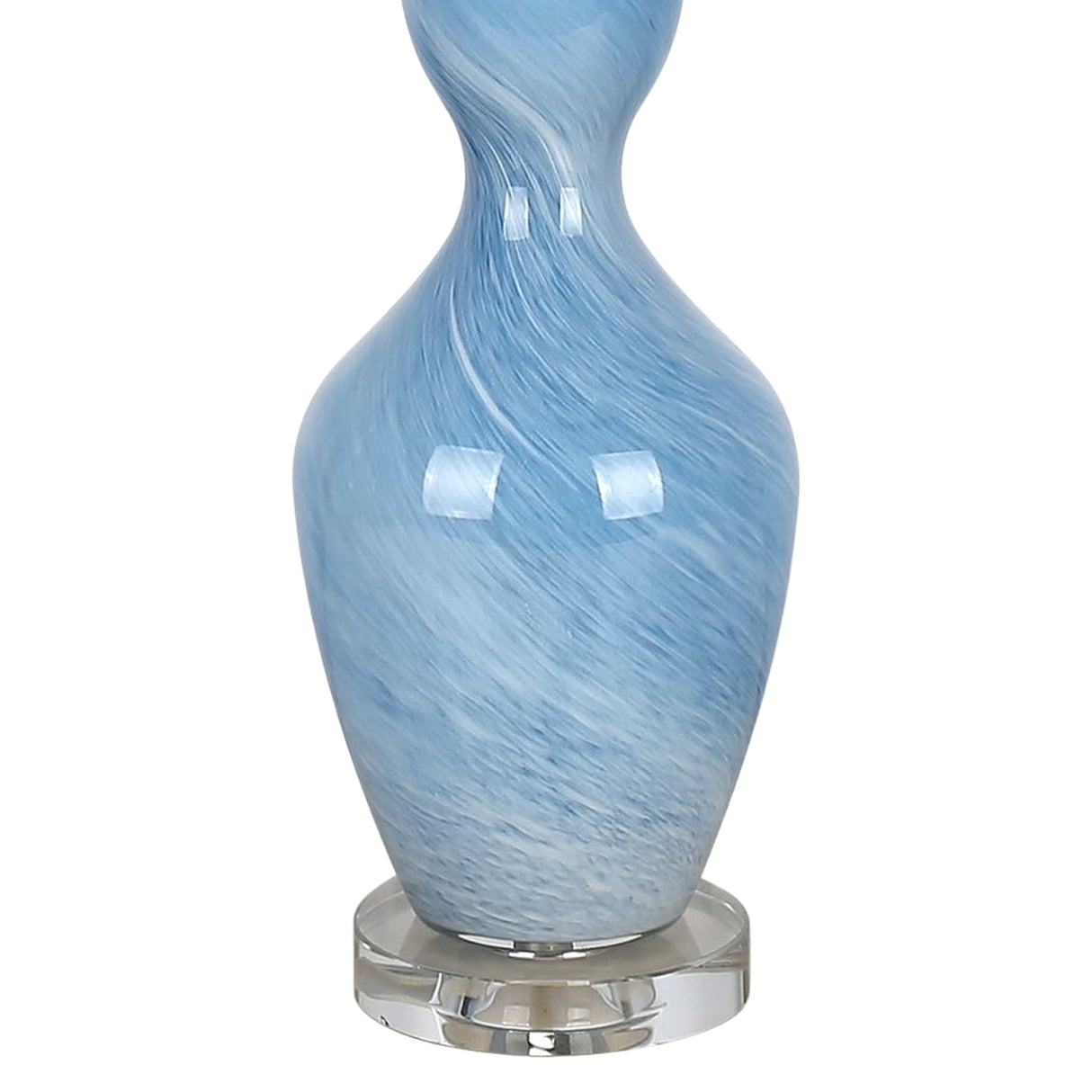 "Azure Elegance" Art Glass Table Lamp (Set of 2) - Blue Art Glass