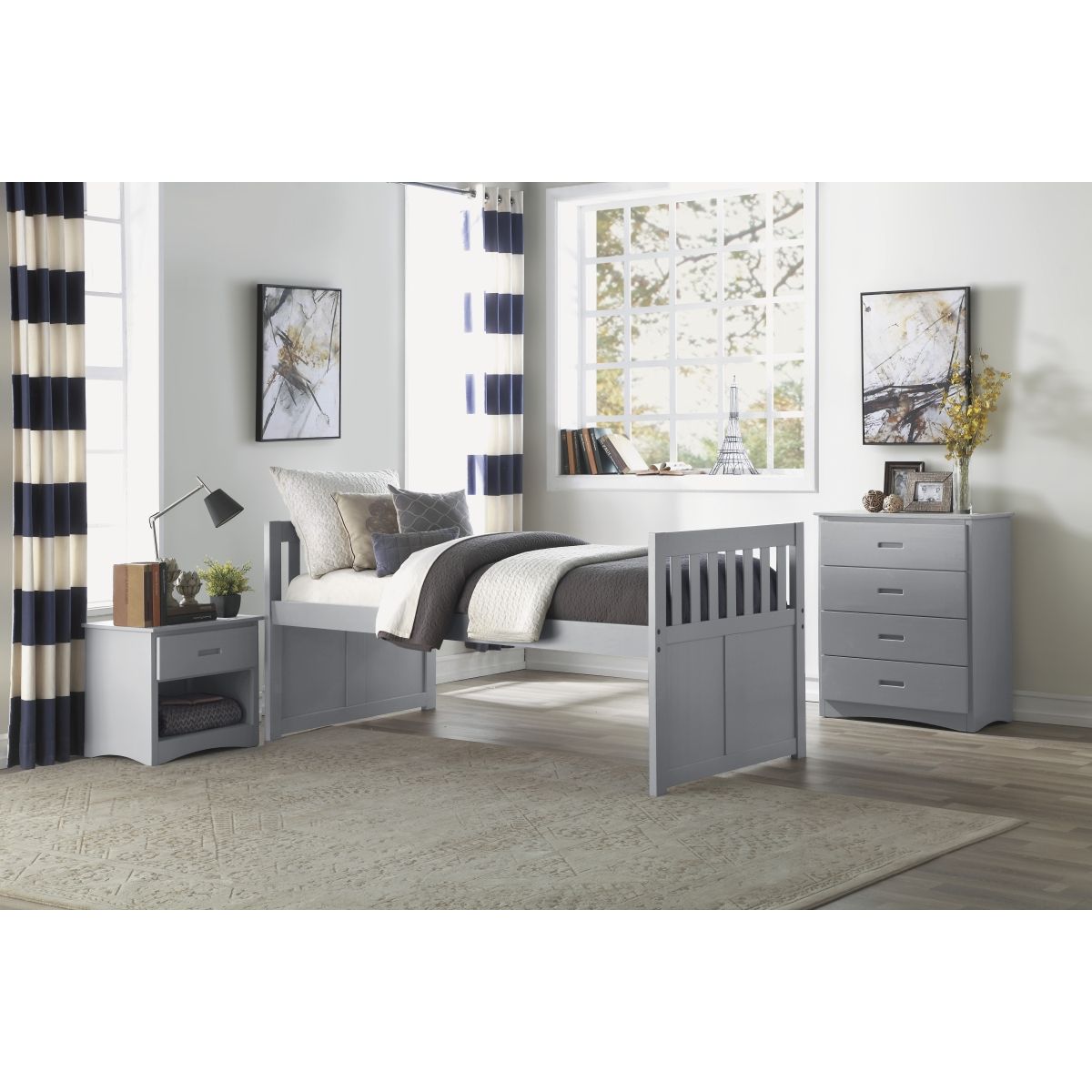 Orion - Twin / Twin Trundle Bed - Gray