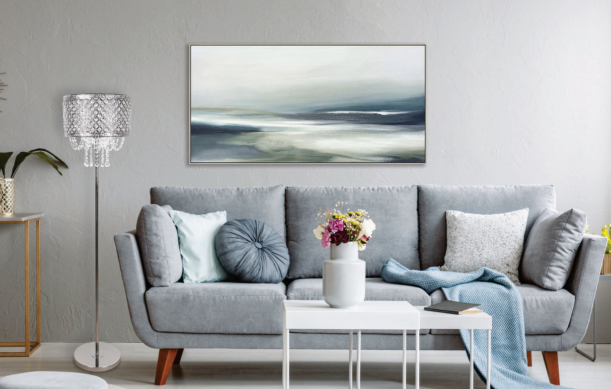 "Crystal Elegance I" Metal Floor Lamp - Polished Nickel / Clear Crystal