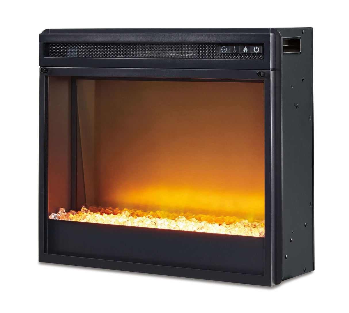 Entertainment Accessories - Fireplace Insert Glass/Stone - Black