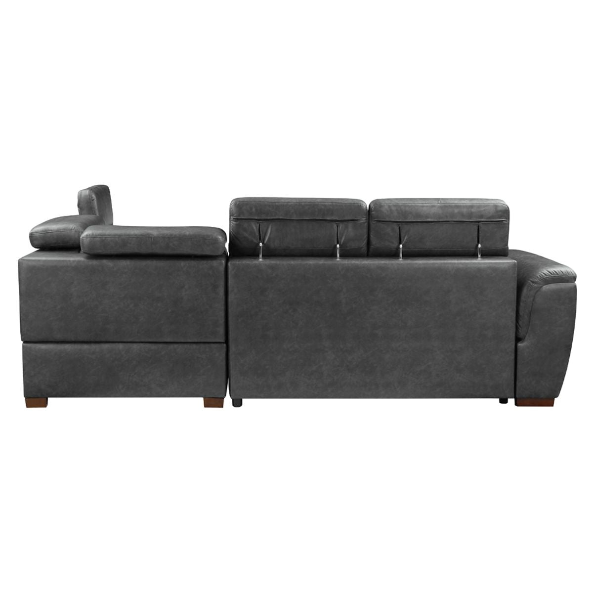 Barre - 2 Piece Sectional With Pull-Out Bed And Right Chaise With Hidden Storage, Adjustable Headrests - Gray