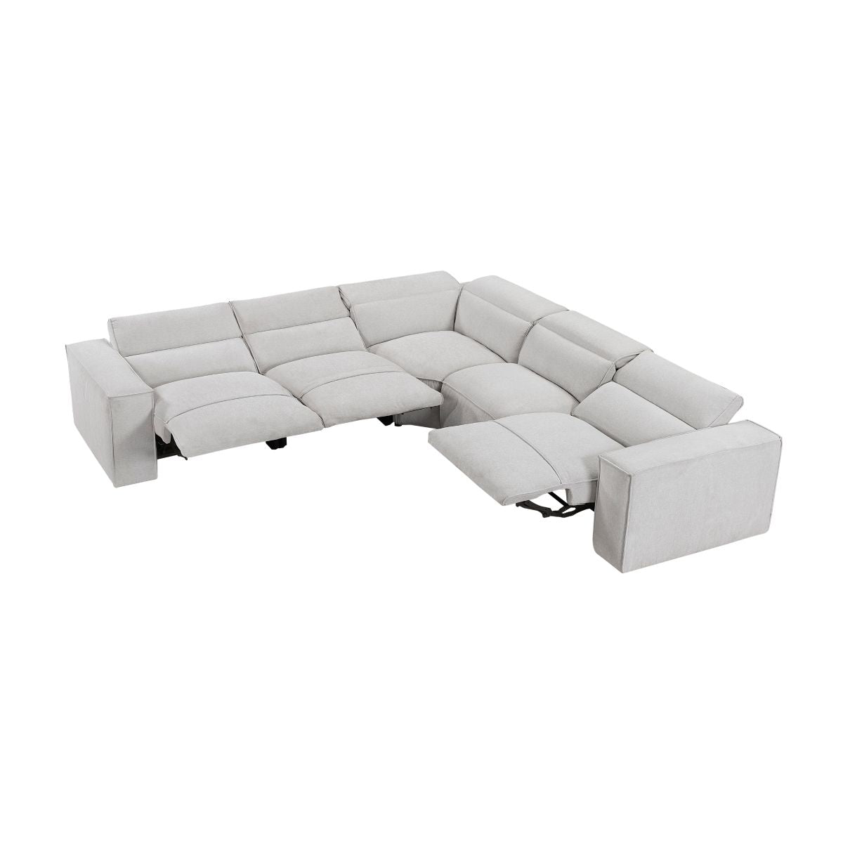 Phoebe - 5-Piece Modular Power Reclining Sectional With Power Headrests - Gray