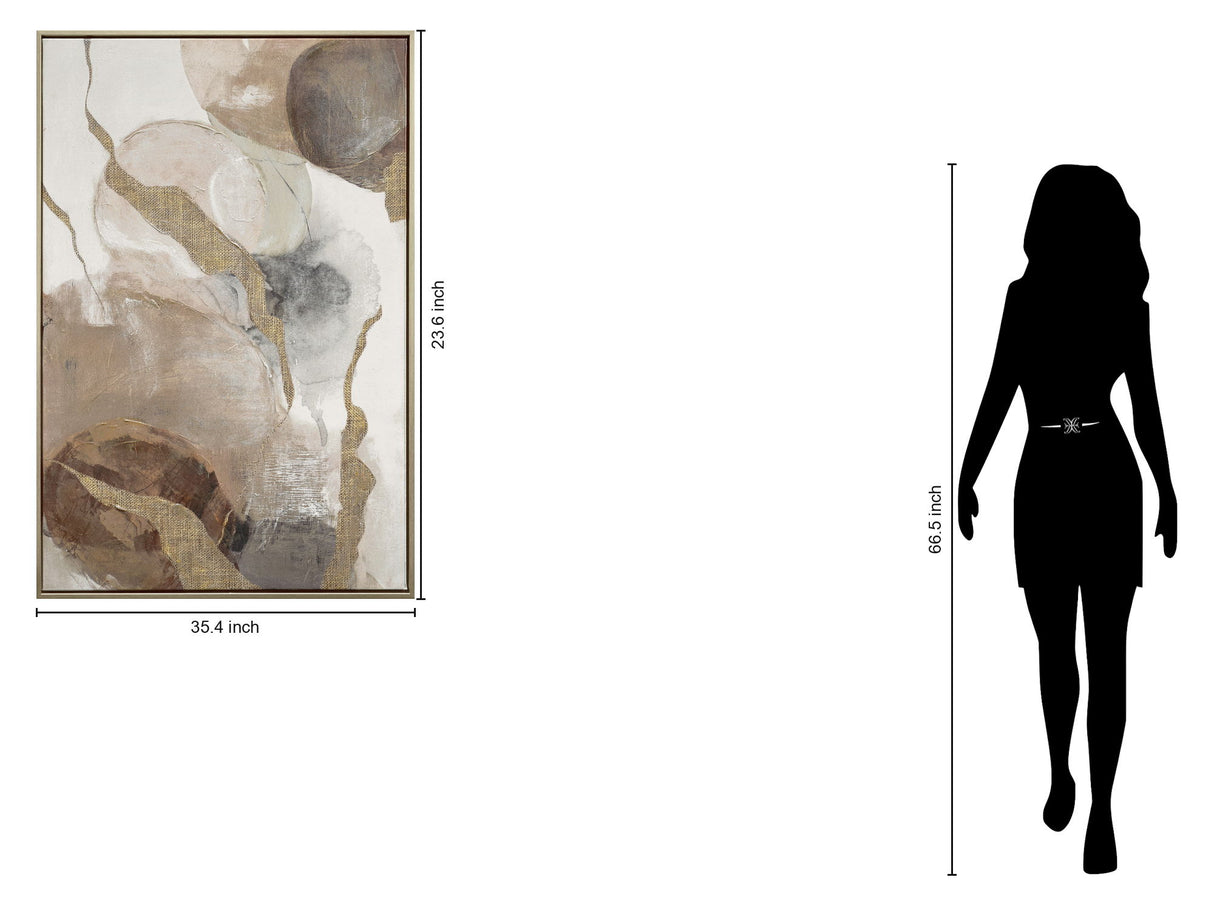 "Ethereal Whispers I" Hand-Embellished Canvas In Frame - Brown / Beige / Gray