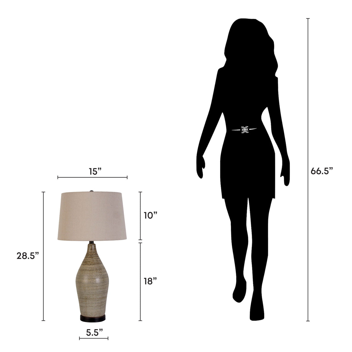 "Serene Stone" Ceramic Table Lamp (Set of 2) - Natural Finishes/Matte Black