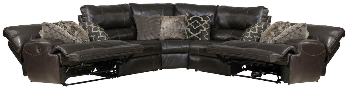 Como - 5 Piece Italian Leather Match Reclining Sectional