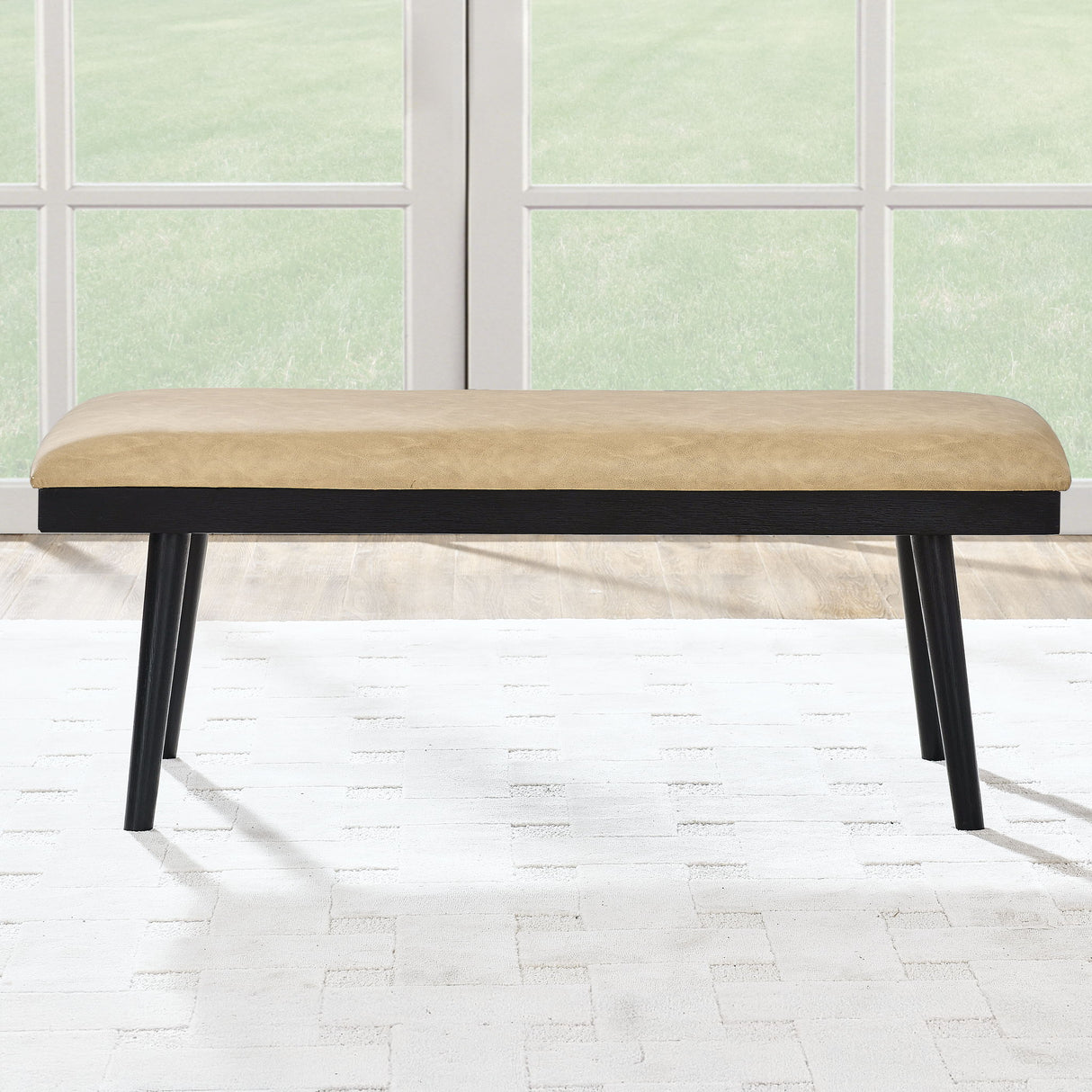 Vida - PU Dining Bench - Sand / Black