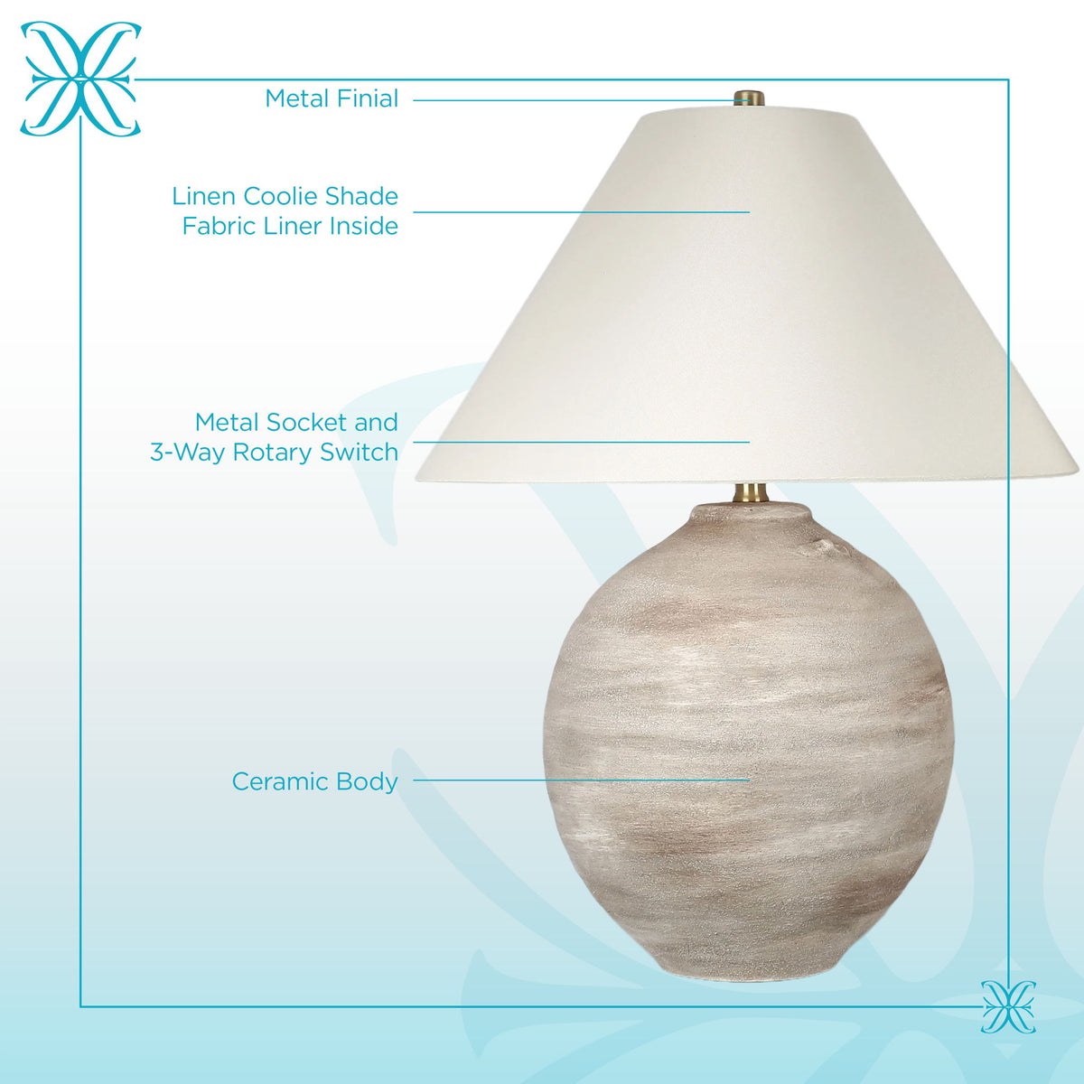 Rustic Sphere Ceramic Table Lamp (Set of 2) - Natural Bisque