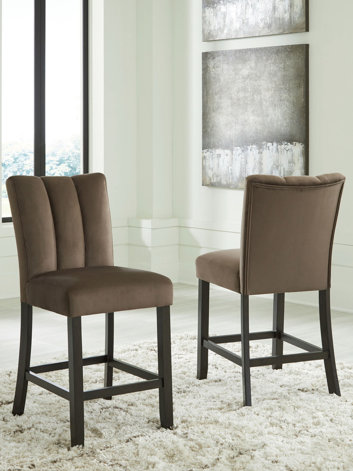 Jeshina - Upholstered Barstool (Set of 2) - Mocha