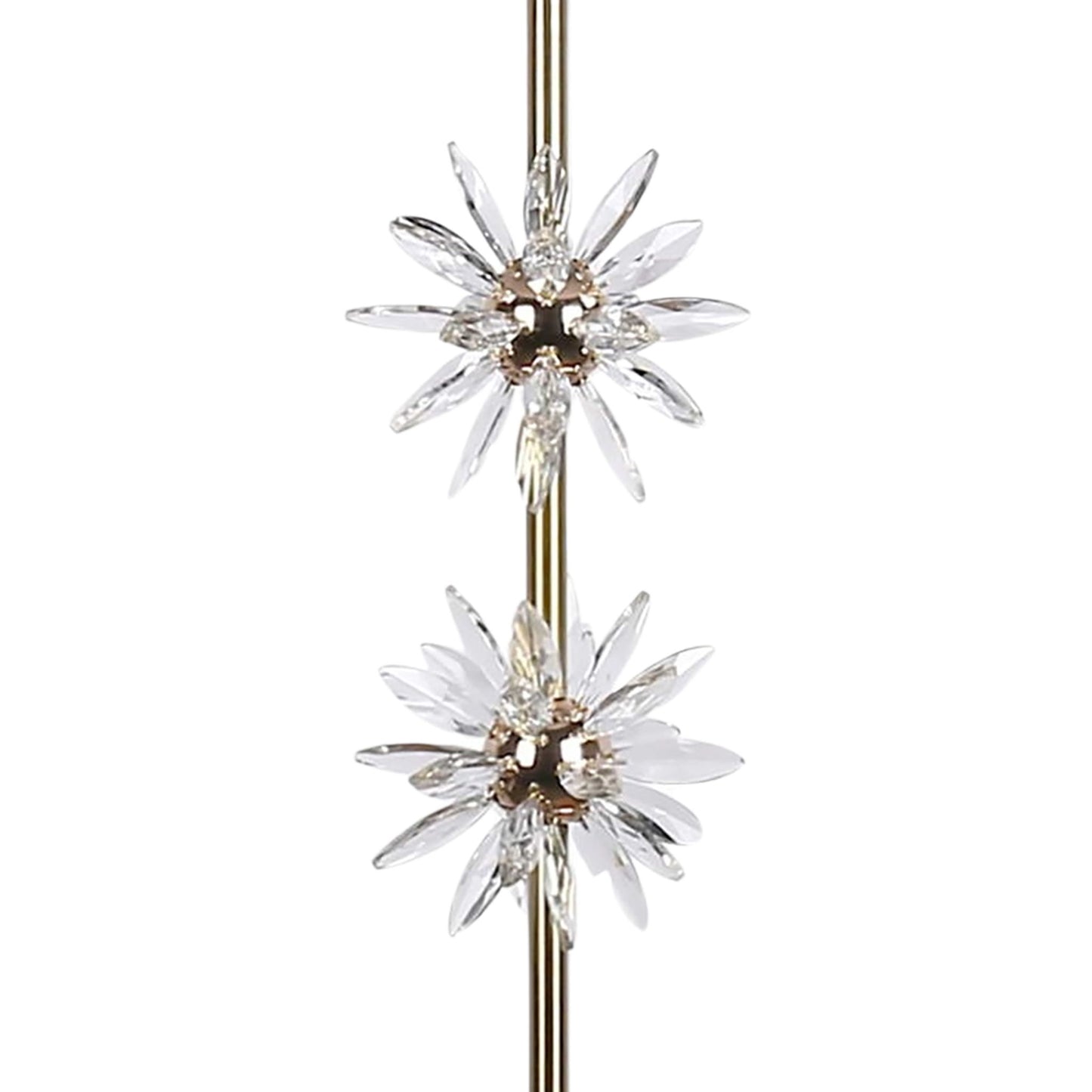 "Crystal Bloom I" Metal And Crystal Floor Lamp - Soft Gold / Clear Crystal / White Marble