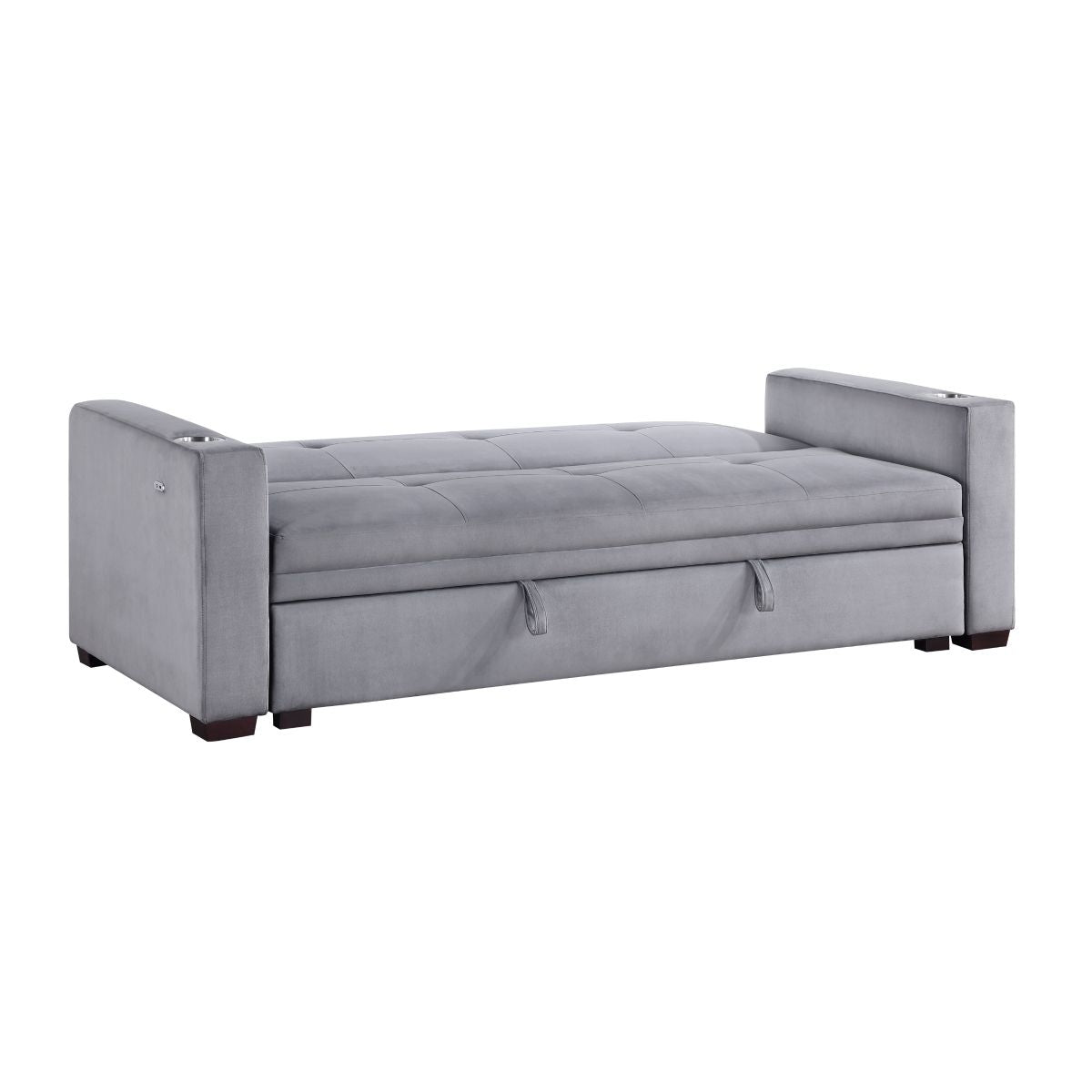 Grady - Convertible Sofa With Hidden Storage, Cup Holders And Charging Ports - Gray