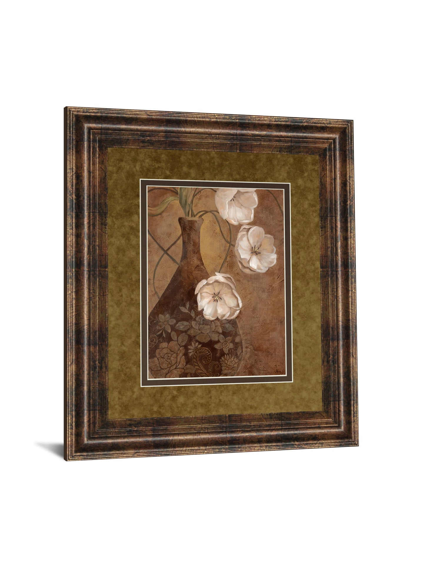 Flores En Umber I By Nan - Framed Print Wall Art - Light Brown