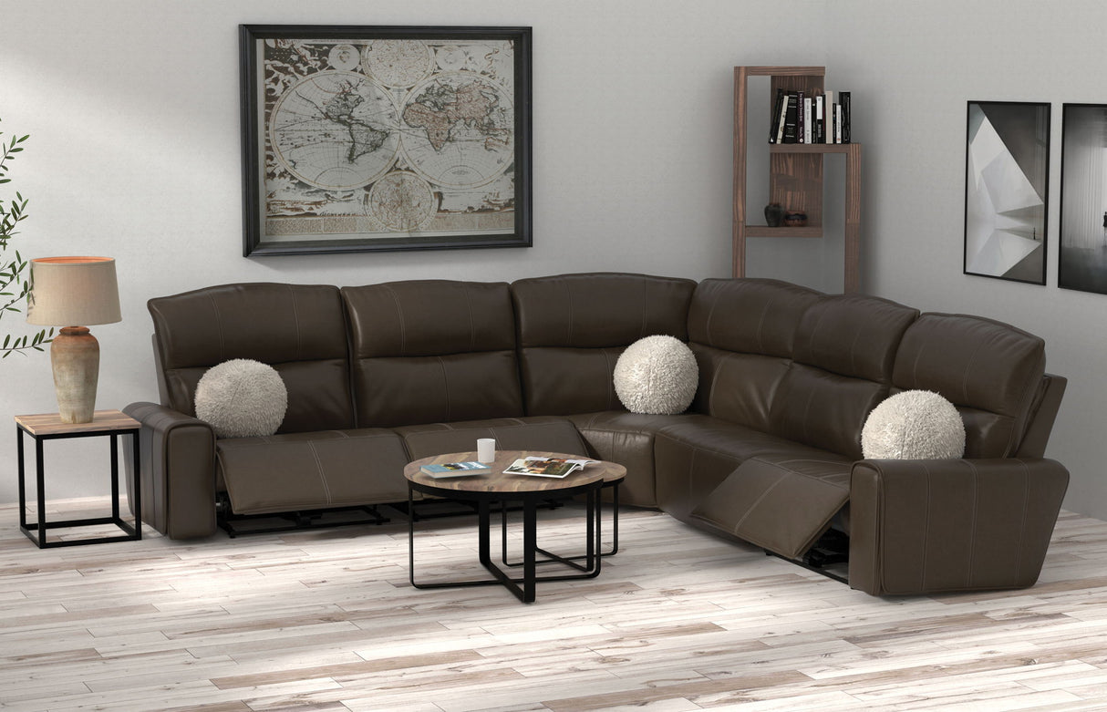 Tramonti - 5 Piece Modular Sectional With 3 Reclining Seats - Chocolate