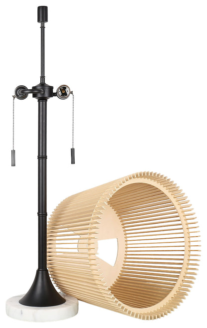 Linden Cadence - 29 X 14 - Metal Buffet Lamp (Set of 2) - Matte Black, White Marble