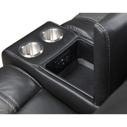 Fabian - Double Glider Reclining Loveseat With Center Console, Receptacles And USB Ports - 2-Tone Gray (Gray / Dark Gray)