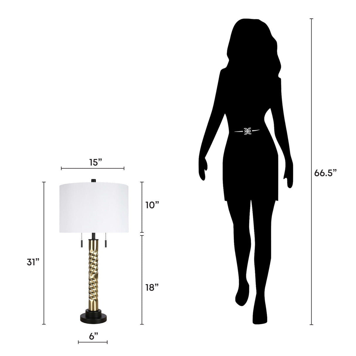 "Twist Elegance" Metal Table Lamp (Set of 2) - Matte Black / Soft Gold