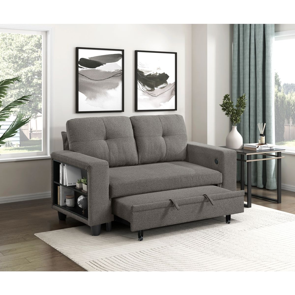 Robinson - Loveseat With Pull-Out Bed, Shelves And Charging Ports