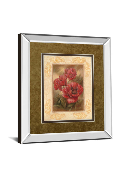 Daphne's Poppies By Vivian Flasch - Mirror Framed Print Wall Art - Light Brown