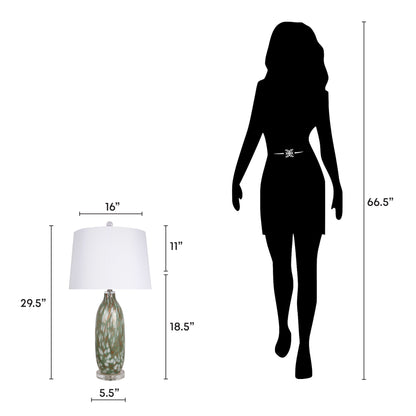 "Verdant Glow" Art Glass Table Lamp (Set of 2) - Green Art Glass