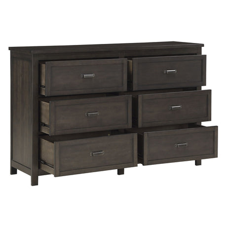 Hebron - 4 Piece Set (Queen Bed, Nightstand, Dresser, Mirror) - Dark Brown / Beige