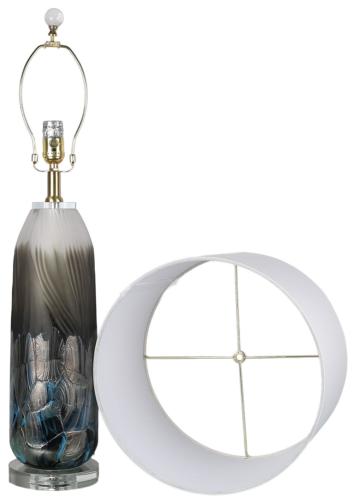Nocturne Current - 29 X 15 - Art Glass Table Lamp (Set of 2) - Midnight Smoke Blue