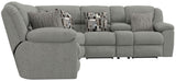 Quinn - 3 Piece Reclining Sectional With 4 Reclining Seats, Storage Arms, Storage Console With Lights, And Drop Down Table - Nature