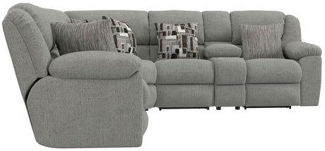 Quinn - 3 Piece Reclining Sectional With 4 Reclining Seats, Storage Arms, Storage Console With Lights, And Drop Down Table - Nature