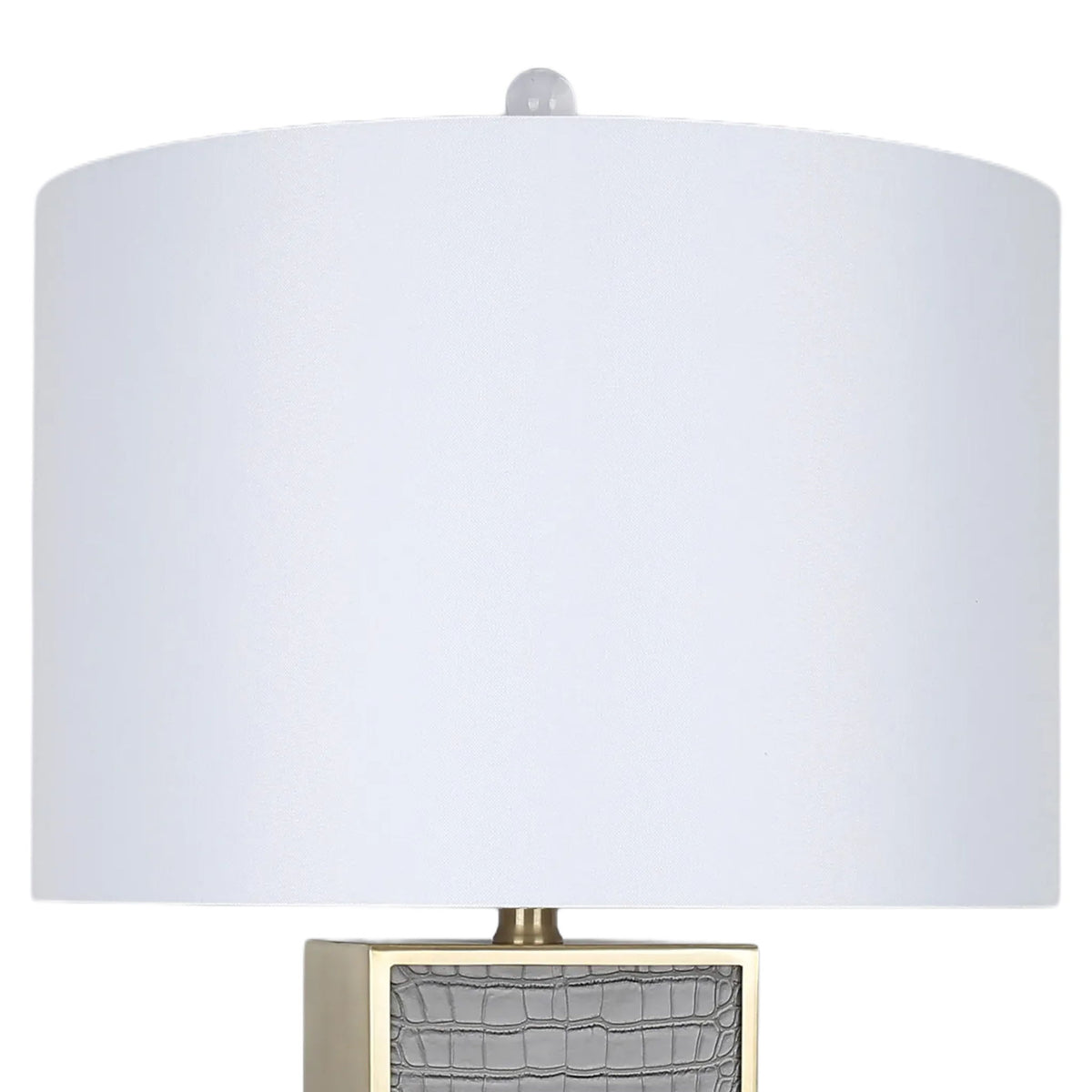 Gator Luxe PU Alligator Leather, Crystal & Metal Table Lamp (Set of 2) - Gray Gator Pu / Soft Gold
