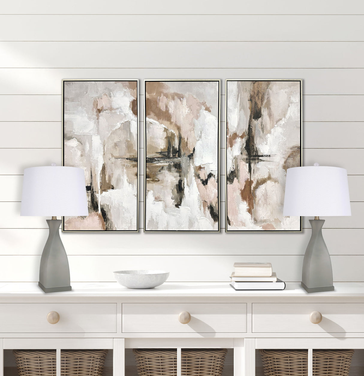 "Sage Elegance" Art Glass Table Lamp (Set of 2) - Frosted Sage Green / Frosted Crystal