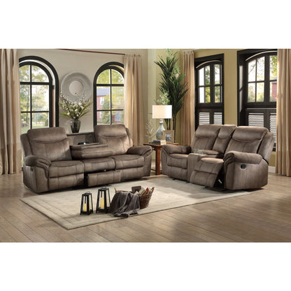 Aram - Double Reclining Sofa With Center Drop-Down Cup Holders, Receptacles, Hidden Drawer And USB Ports