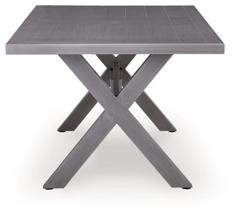 Half Moon Beach - Rectangular Dining Table With Umbrella Option - Gray