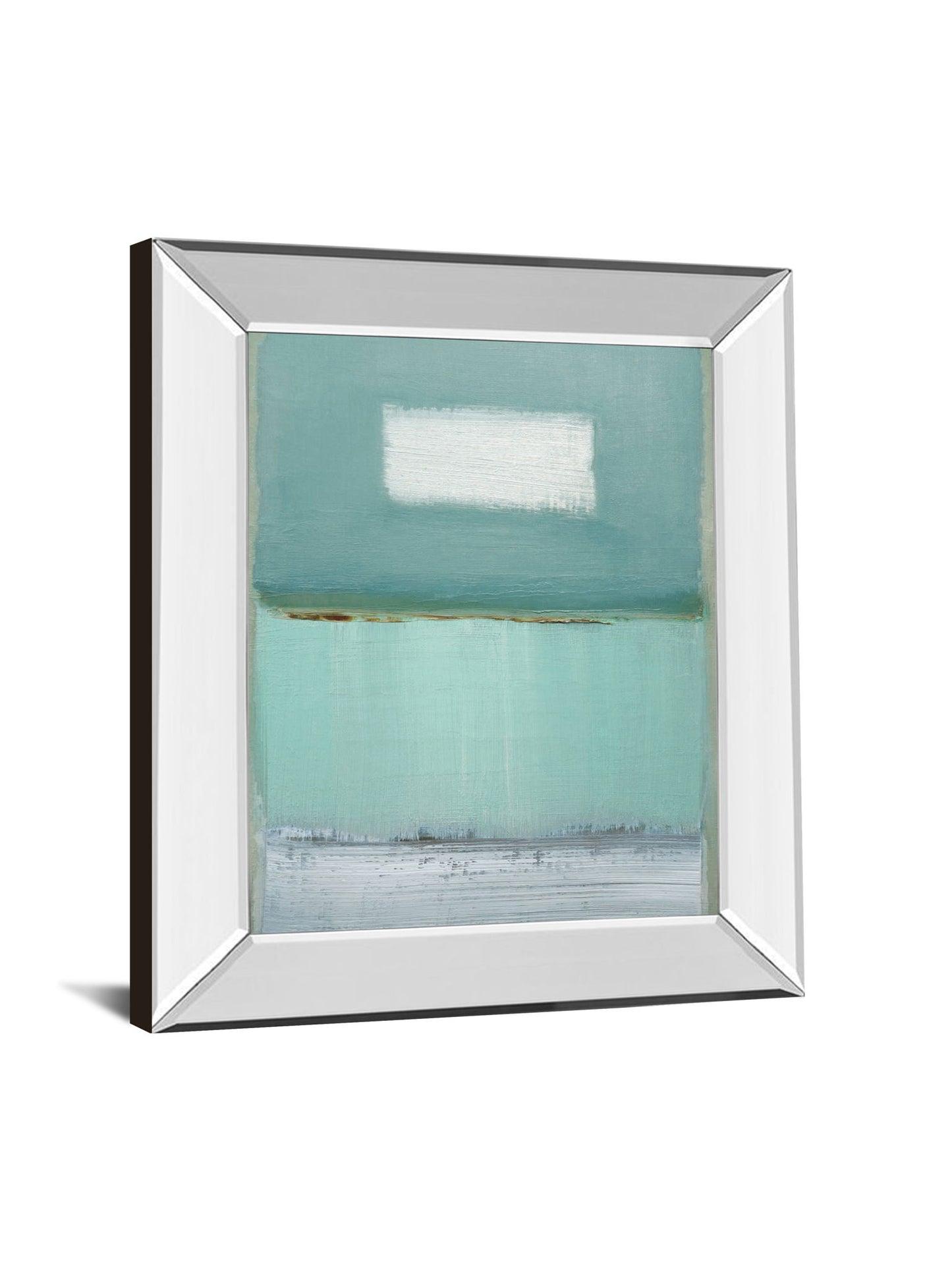 Azure 1 By Caroline - Mirror Framed Print Wall Art - Light Blue