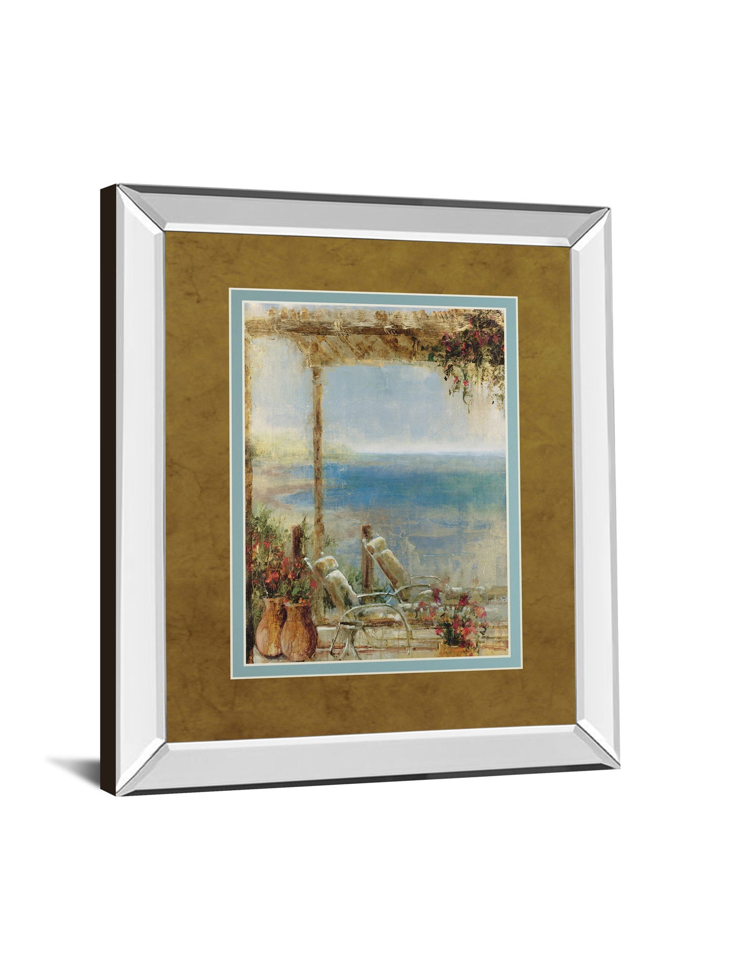 Ocean Retreat Il By Stiles - Mirror Framed Print Wall Art - Light Brown