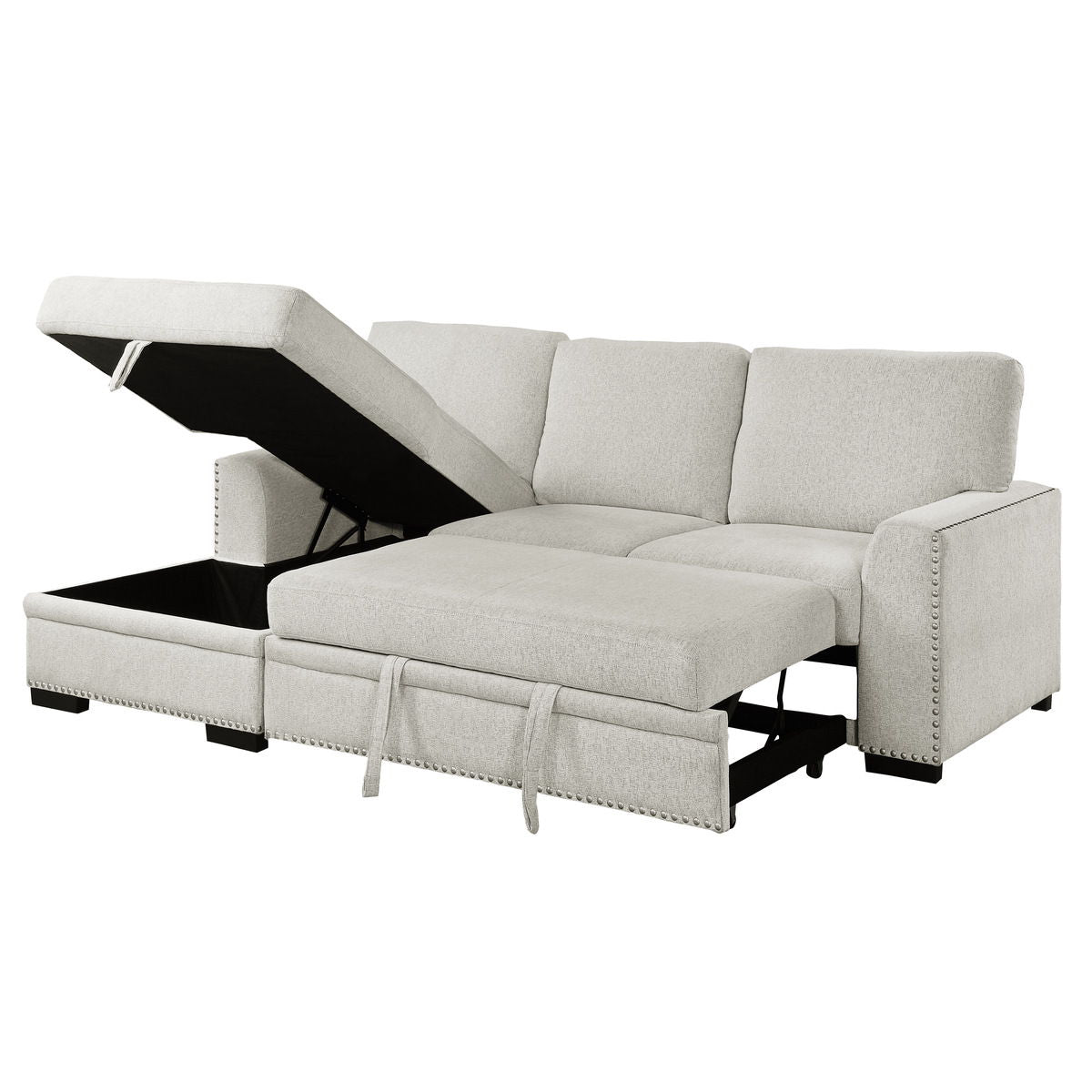 Morelia - 2 Piece Sectional With Pull-Out Bed And Chaise With Hidden Storage