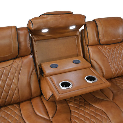 Apex - Power Double Reclining Sofa With Center Drop-Down Cup Holders, Power Headrests, Storage Arms With Cup Holders, Reading Lights, Wireless Charger, Air Massage And Heat, LED Lighting And Charging Ports