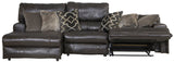 Como - 3 Piece Italian Leather Match Reclining Sectional