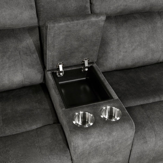 Muncie - Double Reclining Loveseat With Center Console - Brownish Gray
