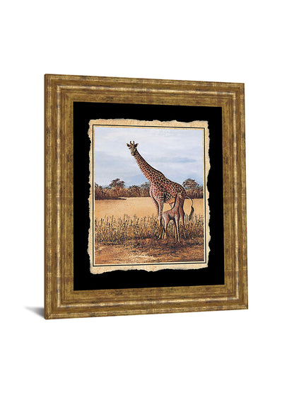 Giraffe - Framed Print Wall Art - Beige