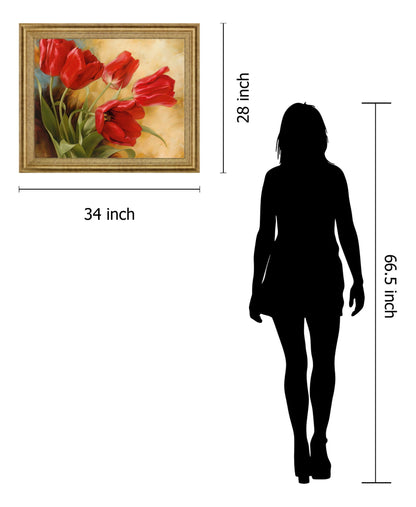 Scarlet Tulip Whirl - 28" x 34" Framed Wall Art - Red