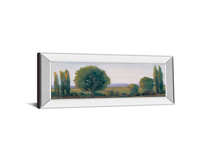 Panoramic Treeline I By Tim Otoole - Mirror Framed Print Wall Art - Dark Green