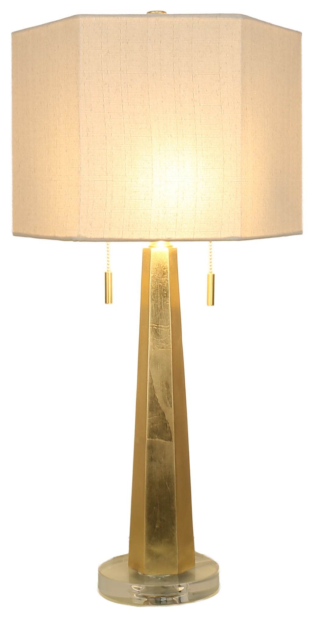 Gilded Spire - 28 X 14 - Resin Table Lamp (Set of 2) - Gold Leaf, Clear Crystal