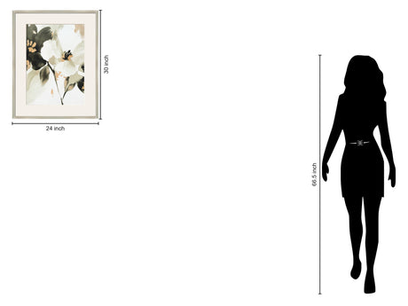 "Whispering Petals II" Framed Canvas Under Acrylic - Cream / Taupe