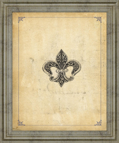 Ornate Crest - 28" x 34" Framed Wall Art - Beige